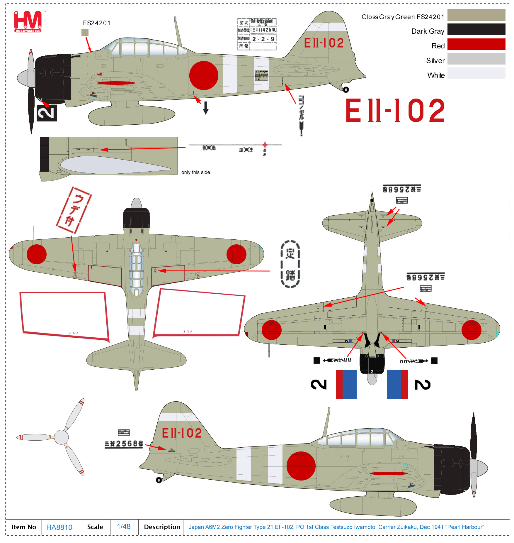 Japan A6M2 ZeroType 21 EII-102, PO 1st Class Testsuzo Iwamoto 