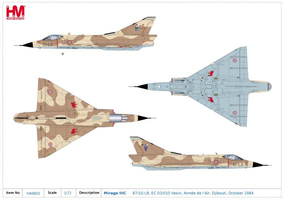 Maquette Avion de Chasse MIRAGE IIIC 87/10-LB Escadron 03/010 Vexin ARMEE DE L'AIR Djibouti Octobre 1984 1/72 Métal Série Limitée 1000 Pcs Maquette Avion de Chasse MIRAGE IIIC 87/10-LB Escadron 03/010 Vexin ARMEE DE L'AIR Djibouti Octobre 1984 1/72 Métal Série Limitée 1000 Pcs